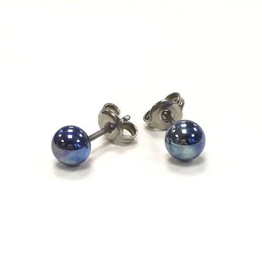 Mini - Petrol Glass Stud Earrings