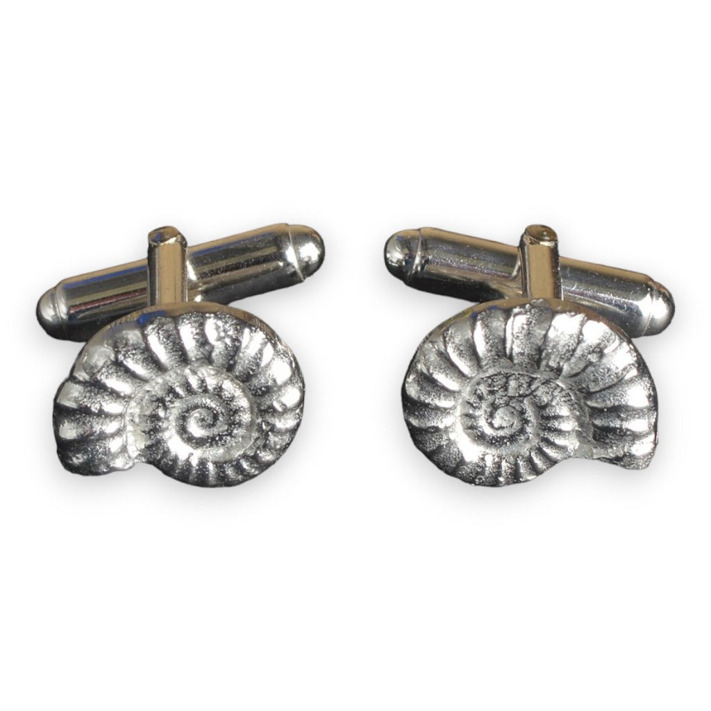 Pewter Cufflinks - Ammonite Fossil