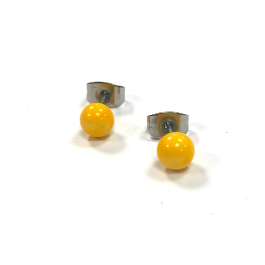 Mini - Yellow Glass Stud Earrings