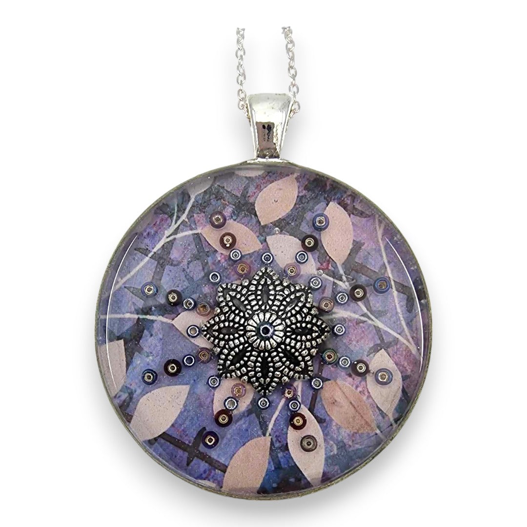 Large Circular Pendant - Purple and Pink