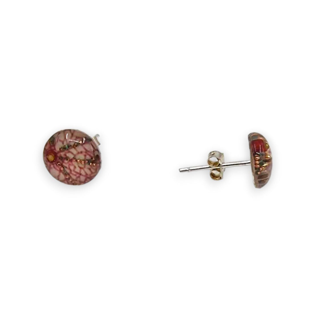 Pinks and Red Stud Earrings