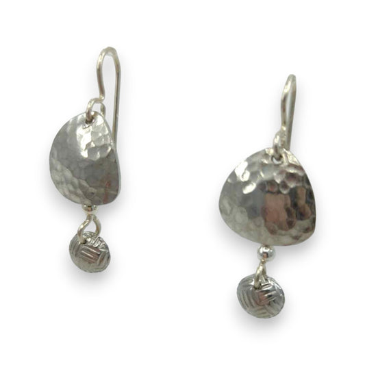Pewter Shield with Pewter Dome - Drop Earrings