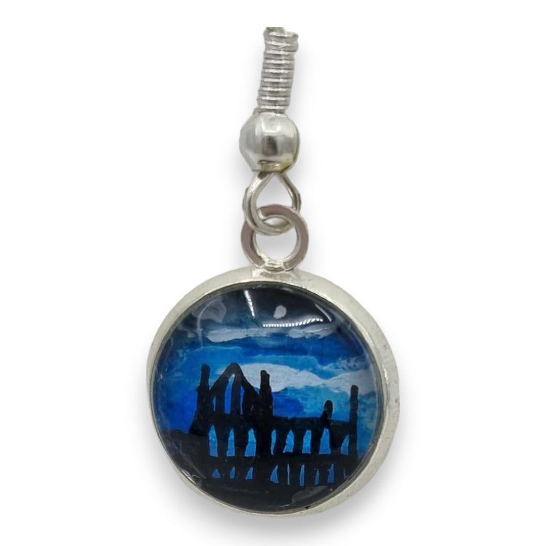 Whitby Abbey Hand Painted Earrings - Ink under Resin