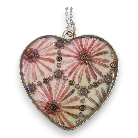 Pink and Green Heart Pendent