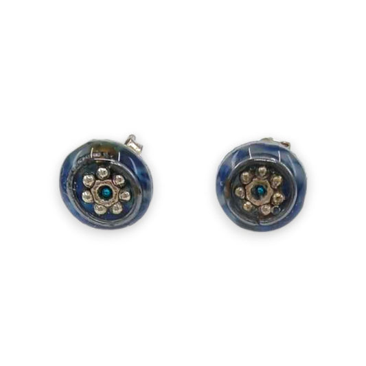 Blue and Silver Stud Earrings