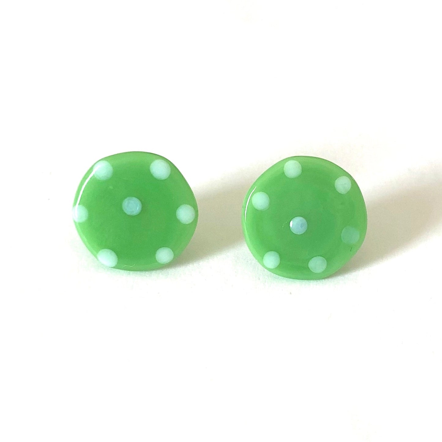 Dotty - Apple Glass Button Stud Earrings