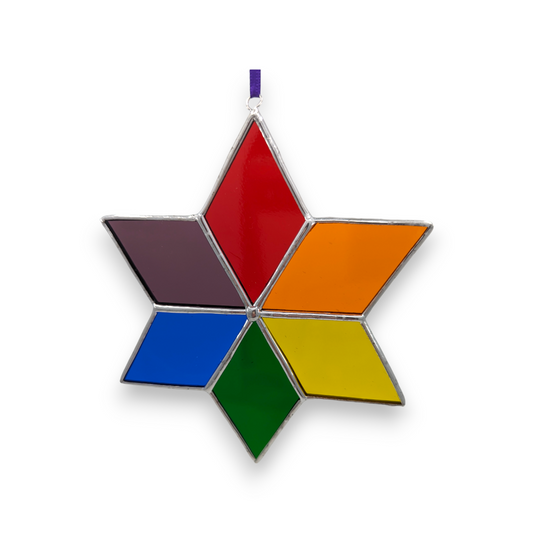 Star 6 point Rainbow Hanger/Suncatcher - Stained Glass