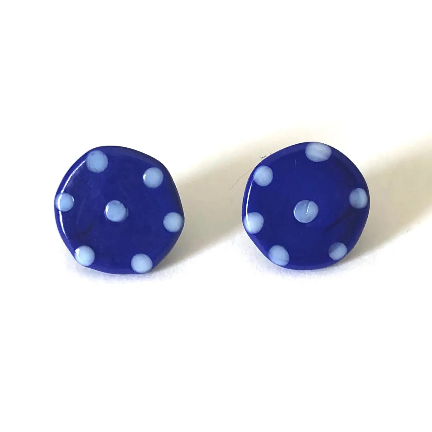Dotty - Navy Glass Button Stud Earrings