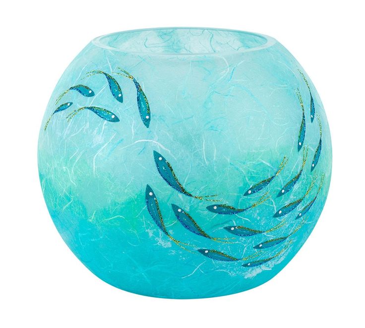 Blue Fish - Strawsilk Glass