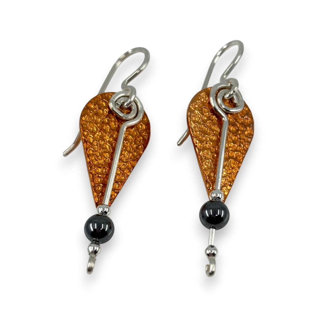 Copper Drop with Haematite Stones - Drop Earrings