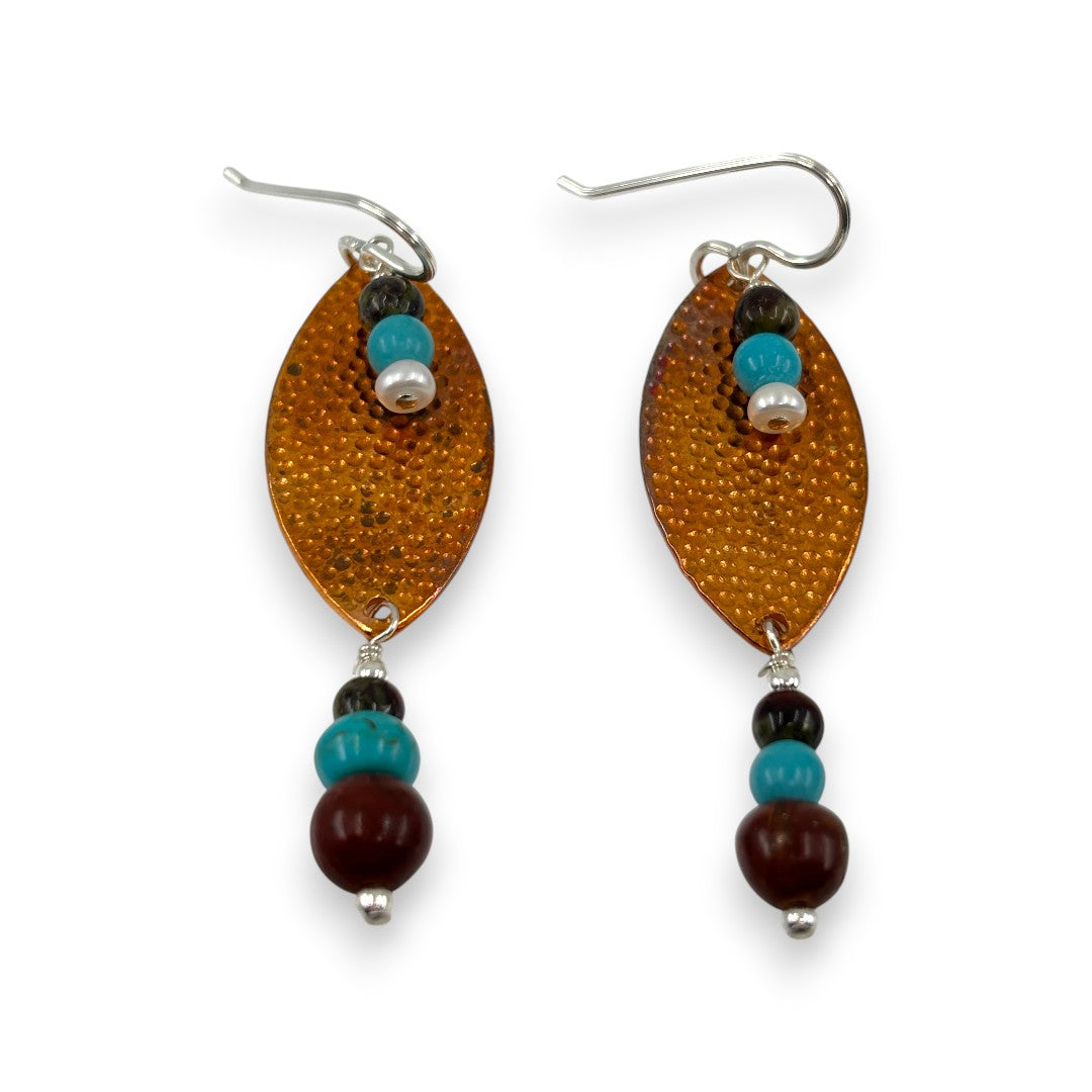 Copper Drop with Semi - Precious Stones - Drop Earrings