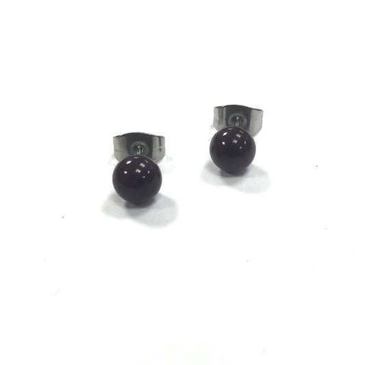 Mini - Black Glass Stud Earrings