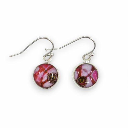 Pink, Red & Gold Drop Earrings