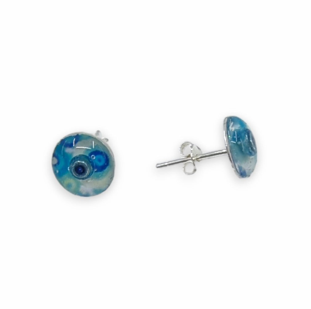 Stud Earrings - Blues and Cream
