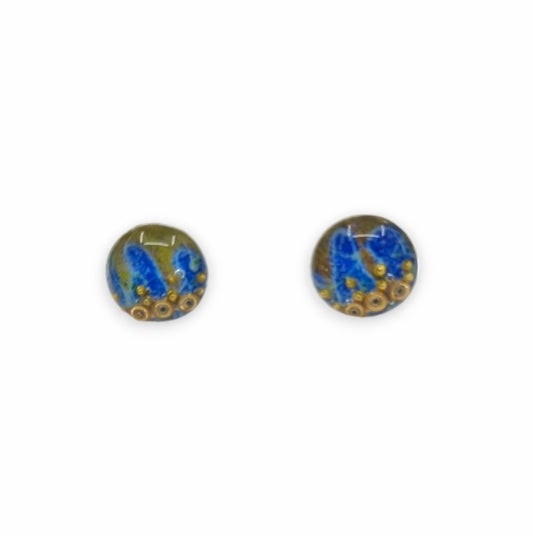 Blue and Gold Stud Earrings