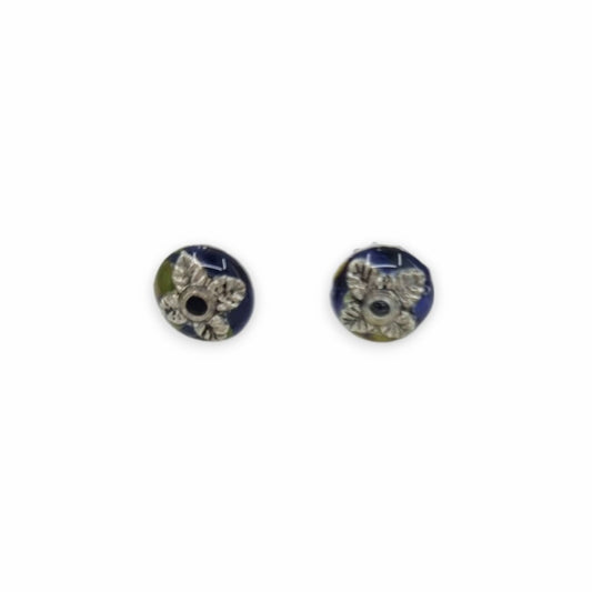 Blue, Green and Gold Stud Earrings