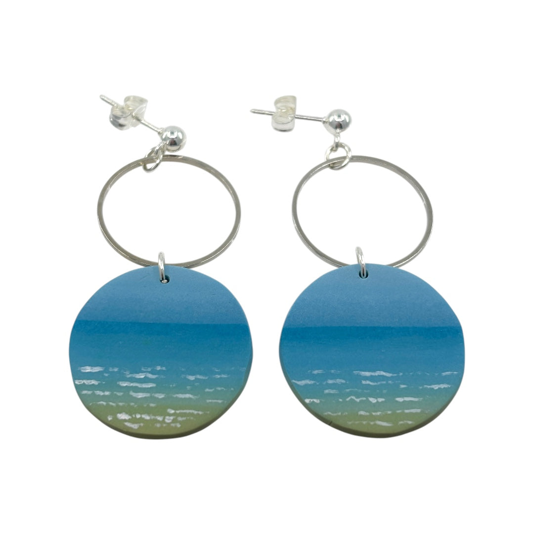 Earrings - Hazy Sea - Polymer Clay