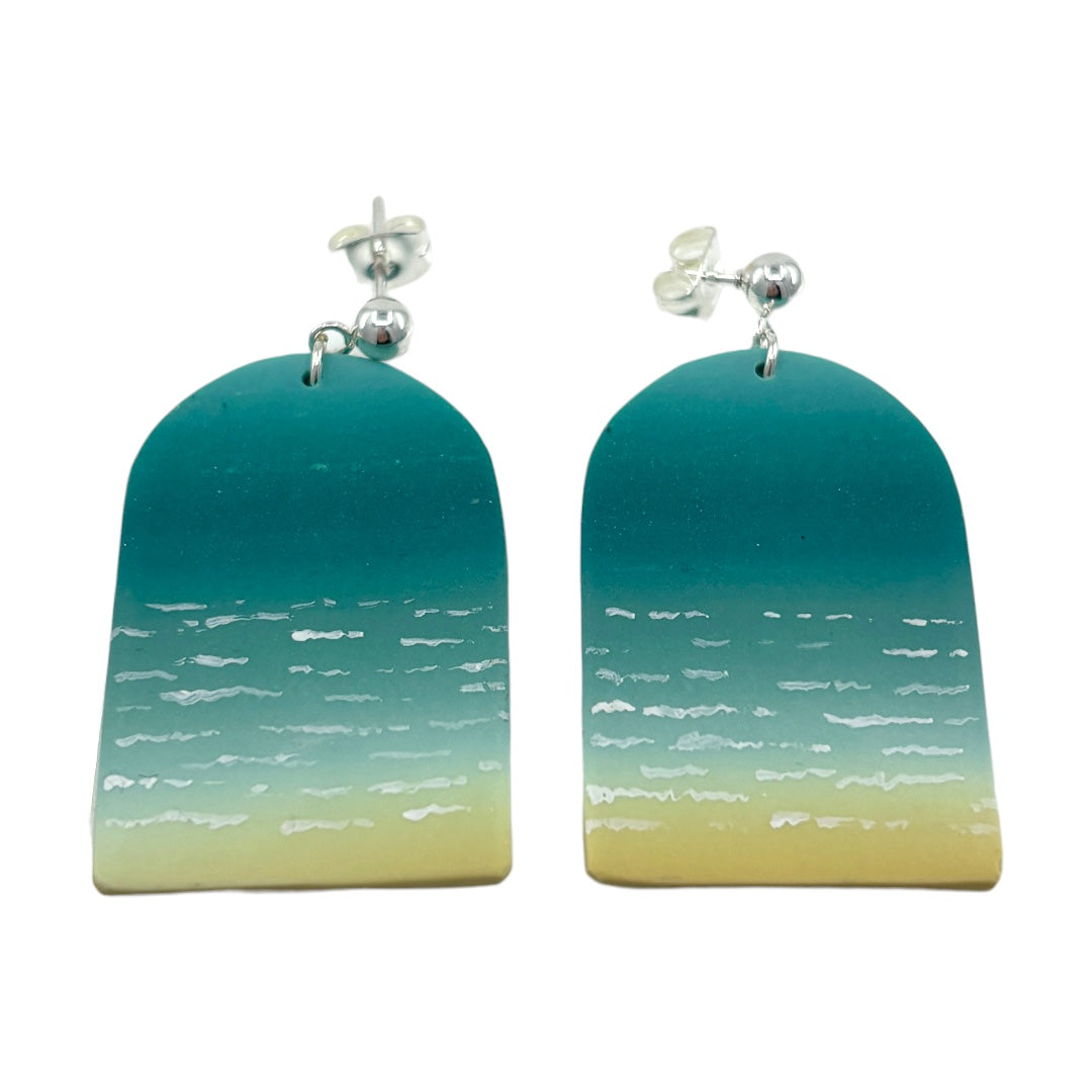 Earrings - Turquoise Seas - Polymer Clay
