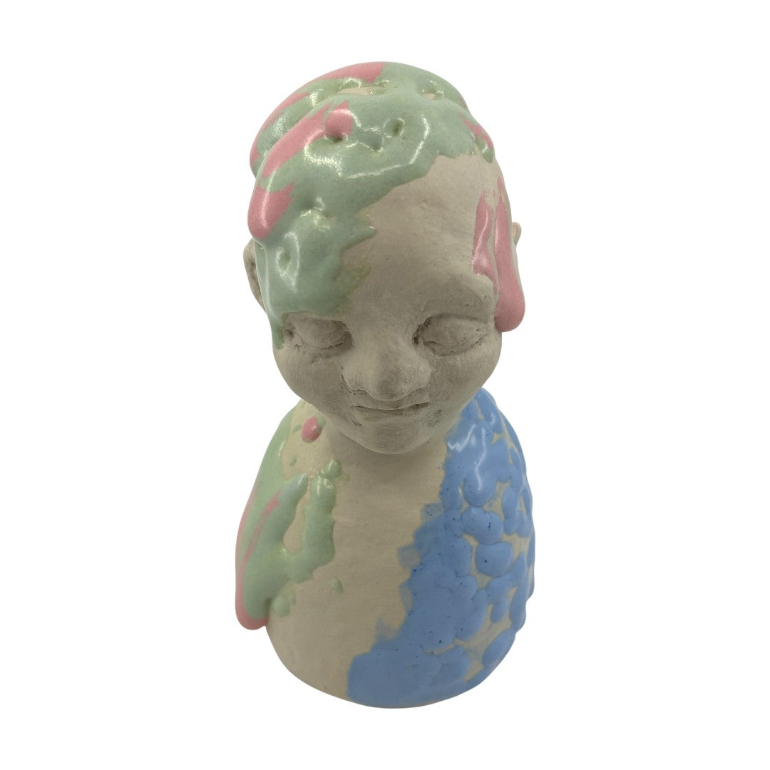 Bust With Blue, Green & Pink - Ceramics