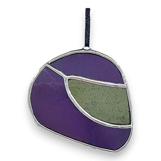 Motorcycle Helmet Hanger/Suncatcher - Purple - Stained Glass
