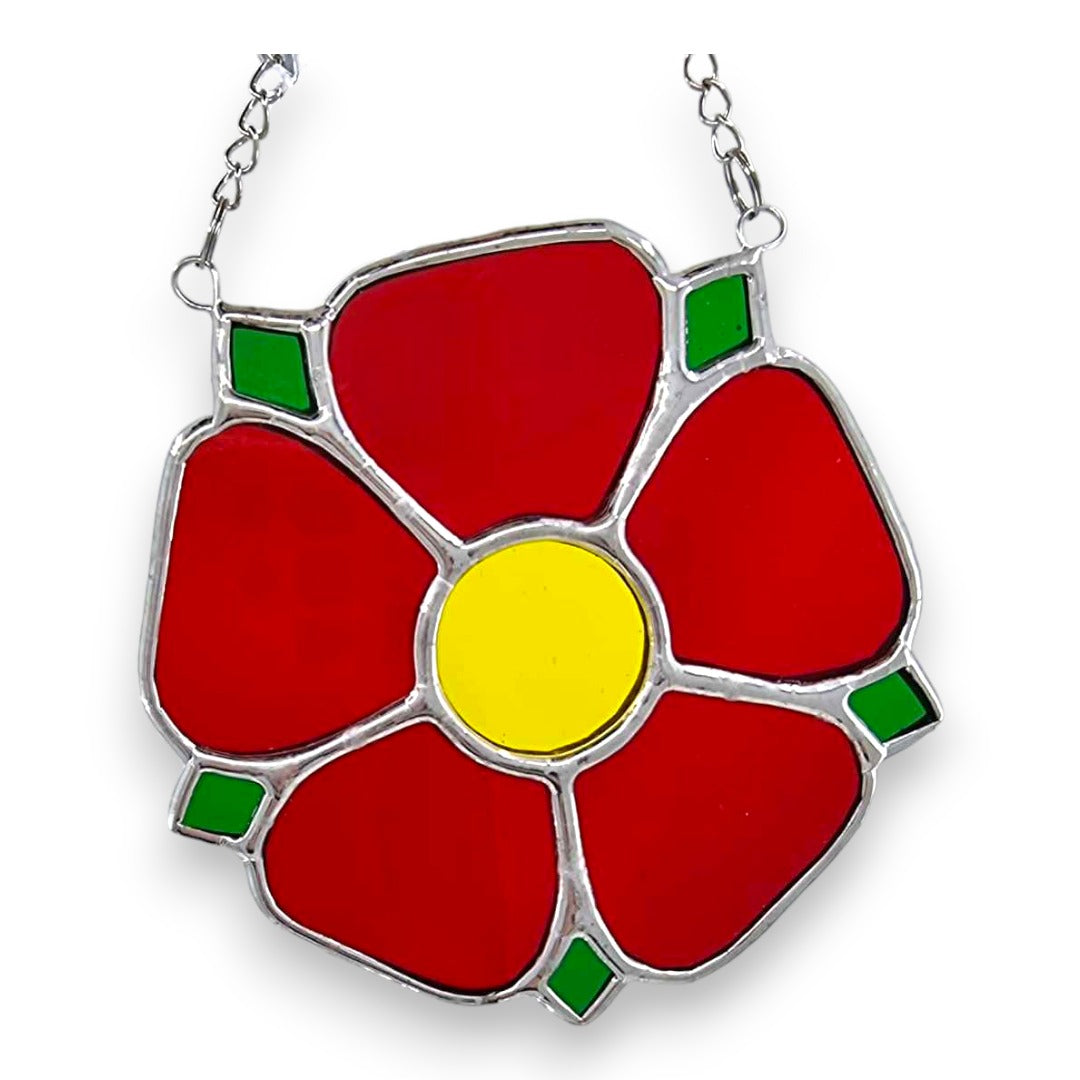 Rose Hanger/Suncatcher - Red Stained Glass