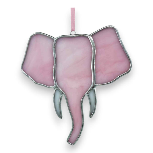 Pink Elephant Head Hanger/Suncatcher - Stained Glass