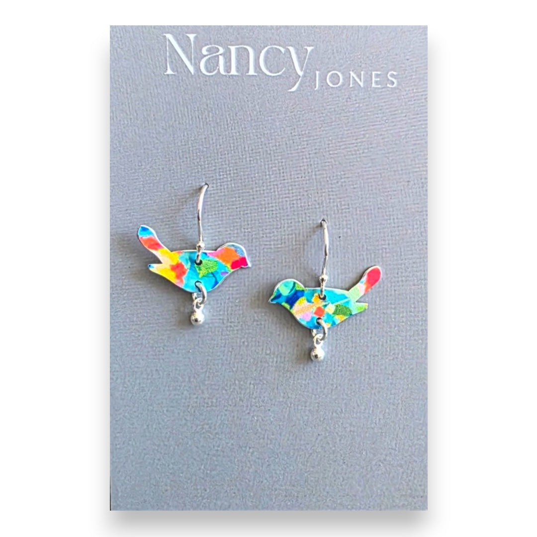 Tiny Palette Birds - Drop Earrings