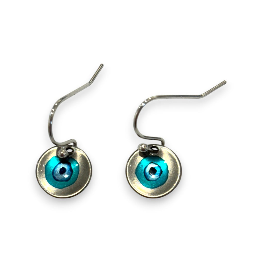 Inky Short Drop Earrings - Silver & Turquoise