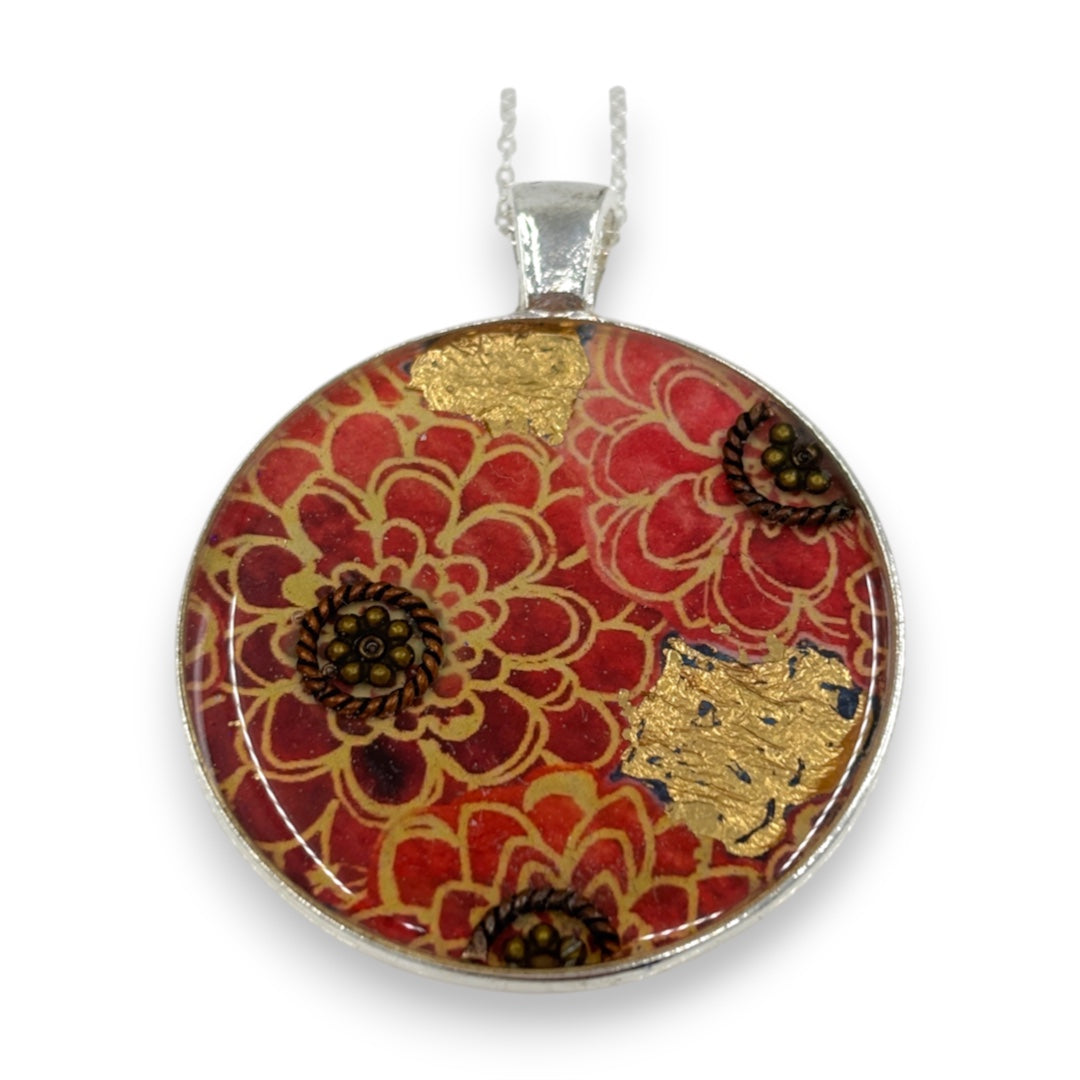 Large Circular Pendant - Pink & Gold