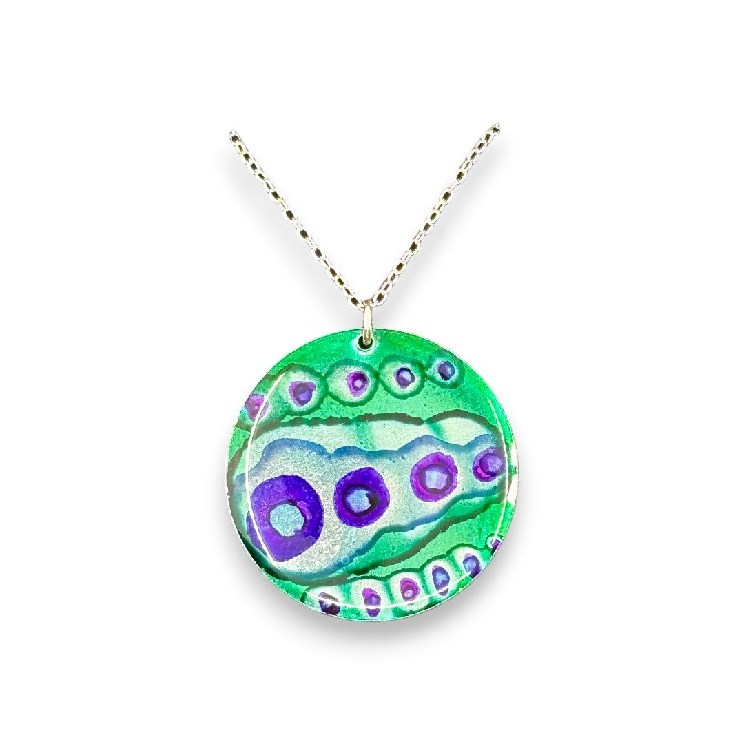 Inky Pendant Circular - Purple & Green
