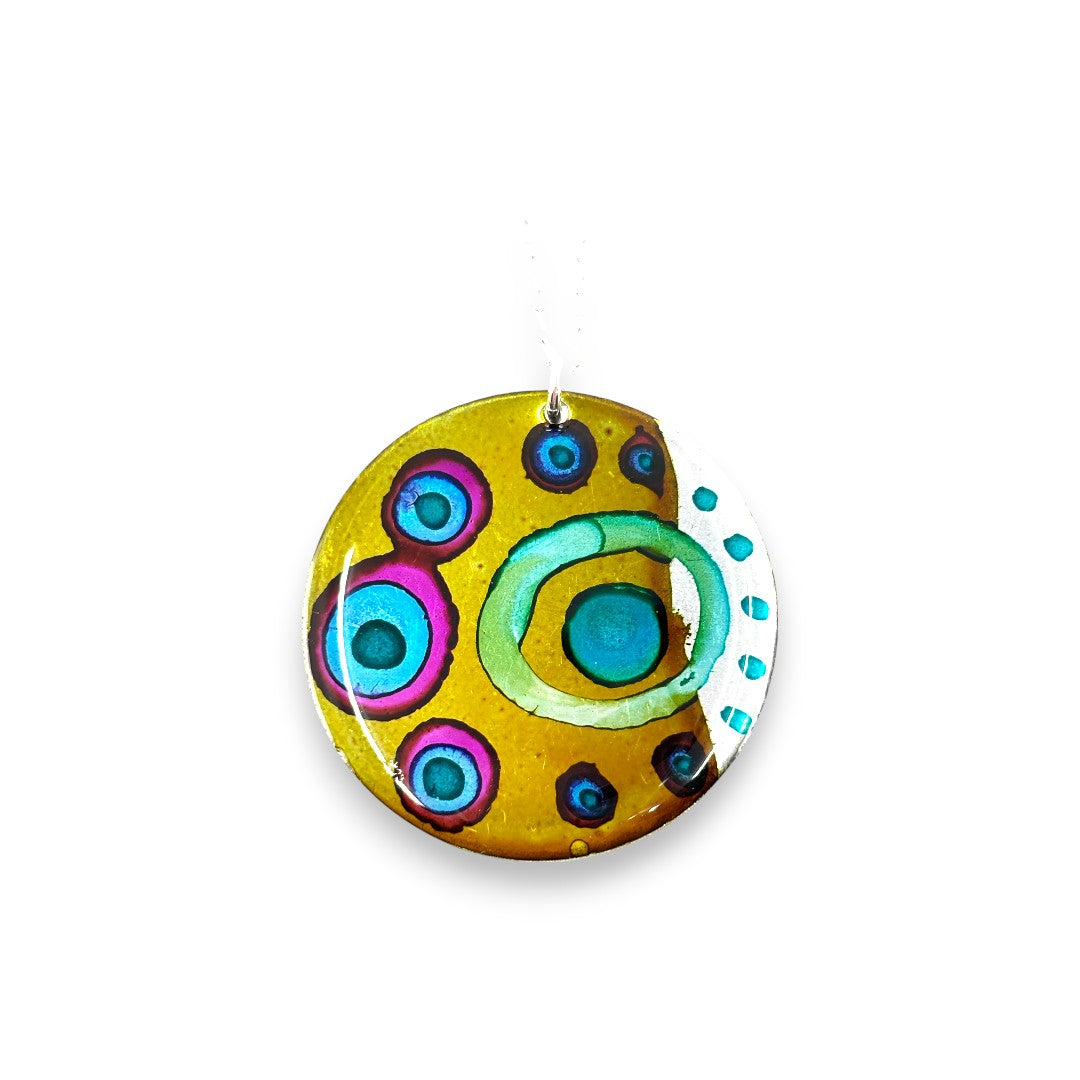 Inky Pendant Circular - Yellow, Pink, Blue & Green