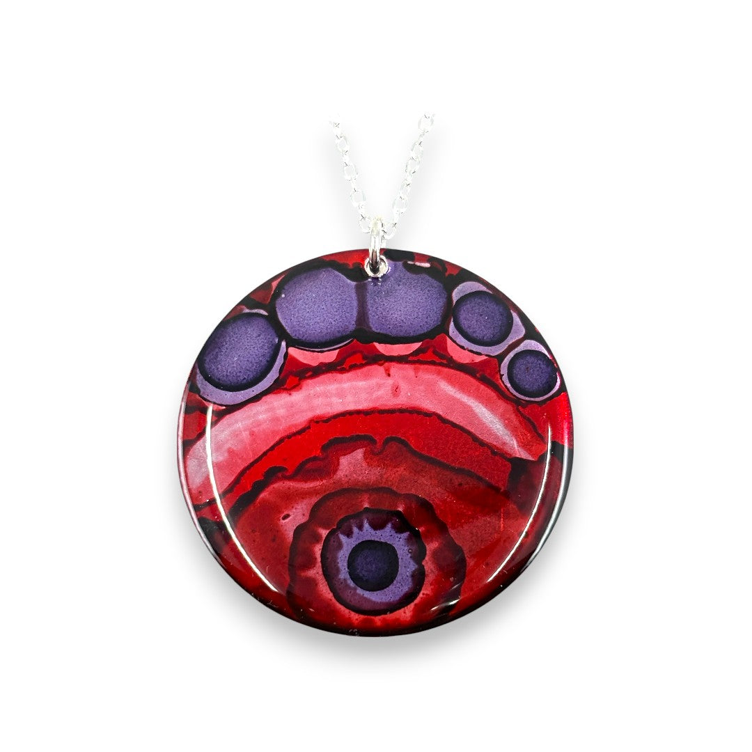 Inky Pendant Circular - Purple & Red