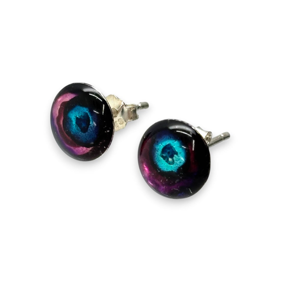 Inky Stud Earrings - Blue & Pink