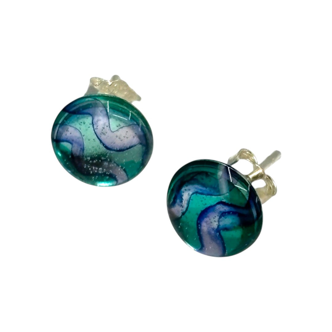 Inky Stud Earrings - Turquoise & Silver