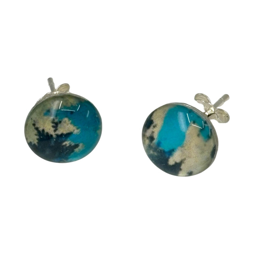 Stud Earrings -Turquoise, White & Blue