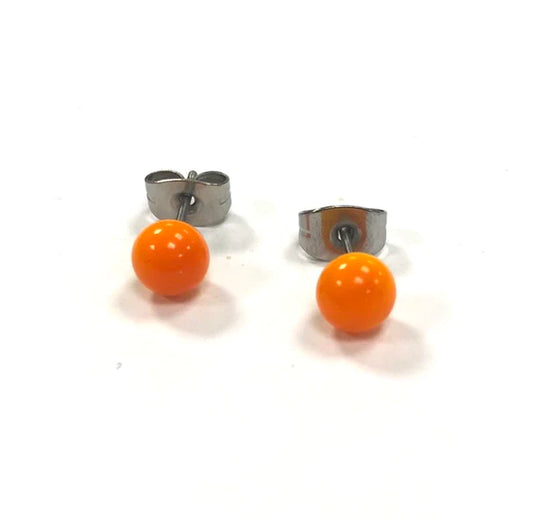 Mini - Orange Glass Stud Earrings