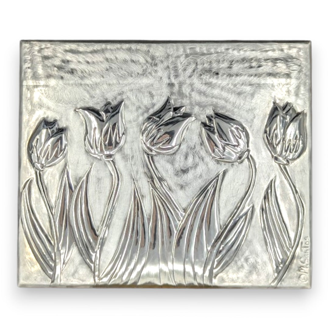 Tulips (12 section) - Wood and Pewter Box