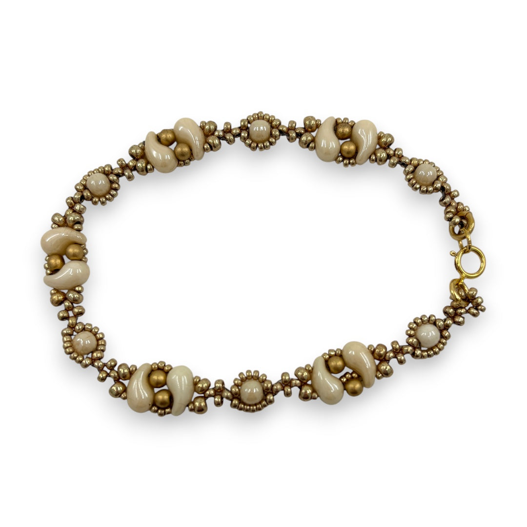 Paisley Pearls - Bracelet - Cream & Gold