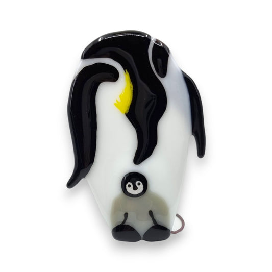Penguin Family - Parent and Chick - Fused Glass