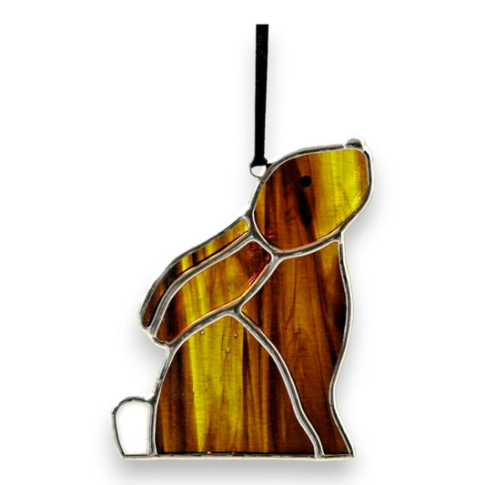 Bunny Looking Up Amber Hanger/Suncatcher - Stained Glass