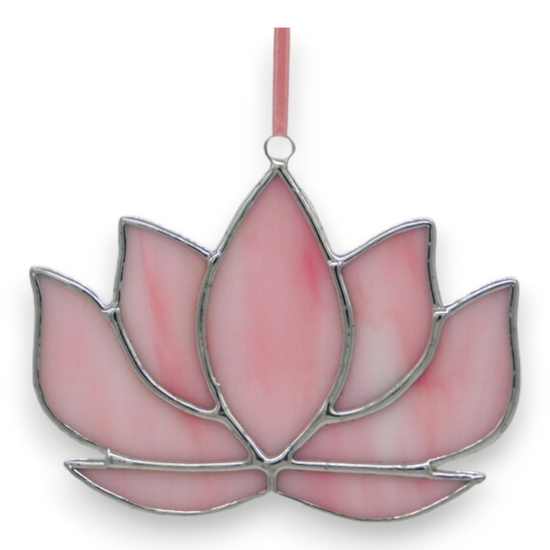 Pink Lotus Flower Suncatcher/Window Hanger - Stained Glass