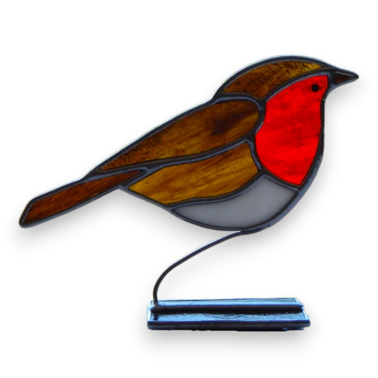 Freestanding Robin on Glass - Stained Glass