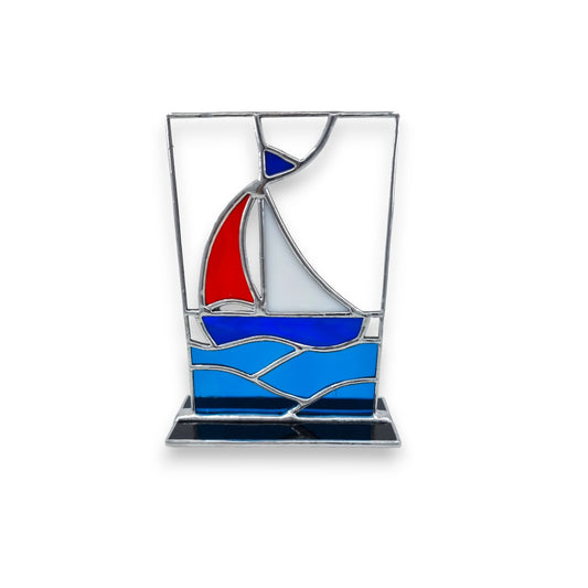 Freestanding Panel on Glass - Sailing Boat - Stained Glass