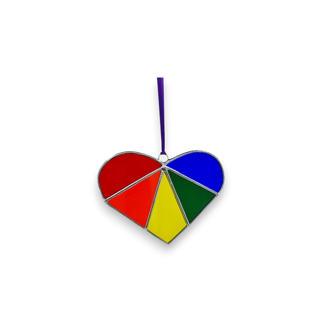 Rainbows Heart Hanger/Suncatcher - Stained Glass