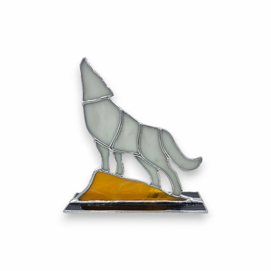 Freestanding Wolf Howling on Glass - Stained Glass