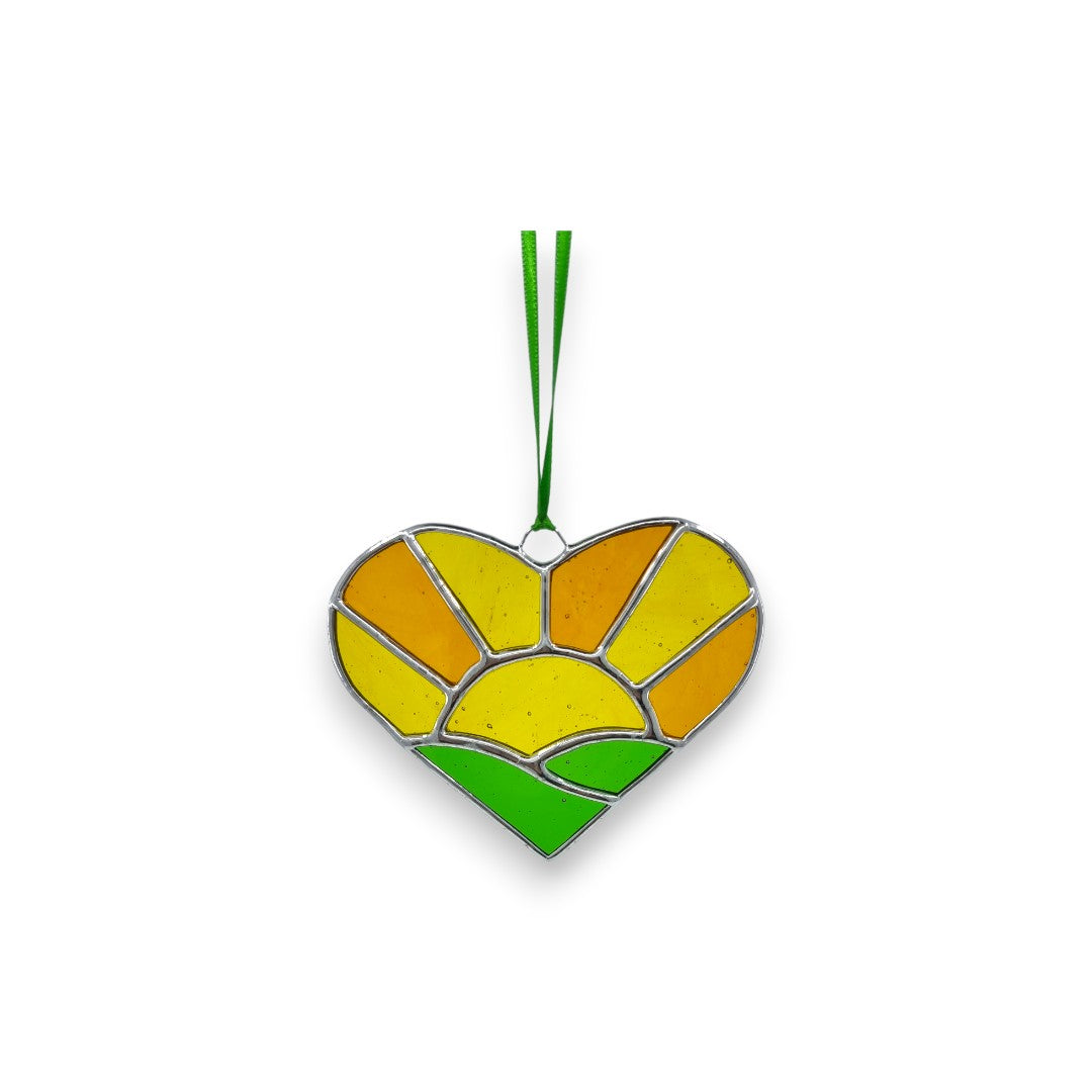 I Love Sunsets Heart Hanger/Suncatcher - Stained Glass