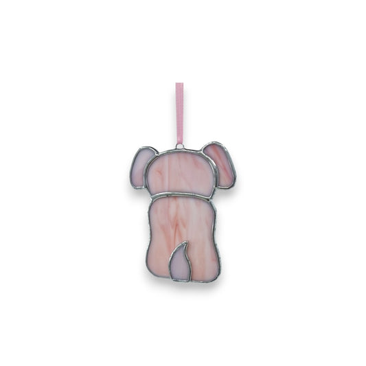 Sitting Dog Pink Hanger/Suncatcher - Stained Glass