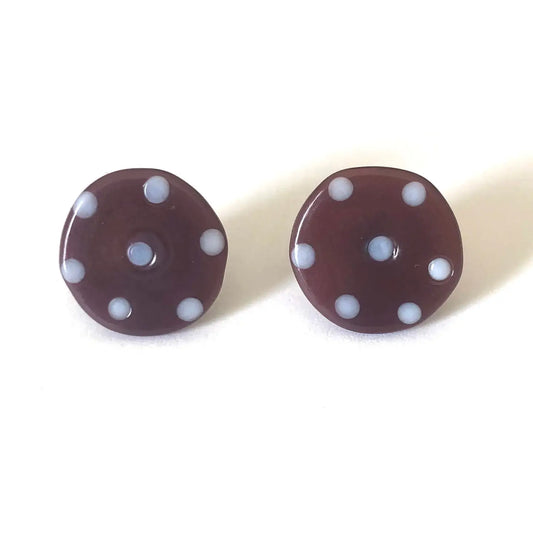 Dotty - Blackcurrant Glass Button Stud Earrings
