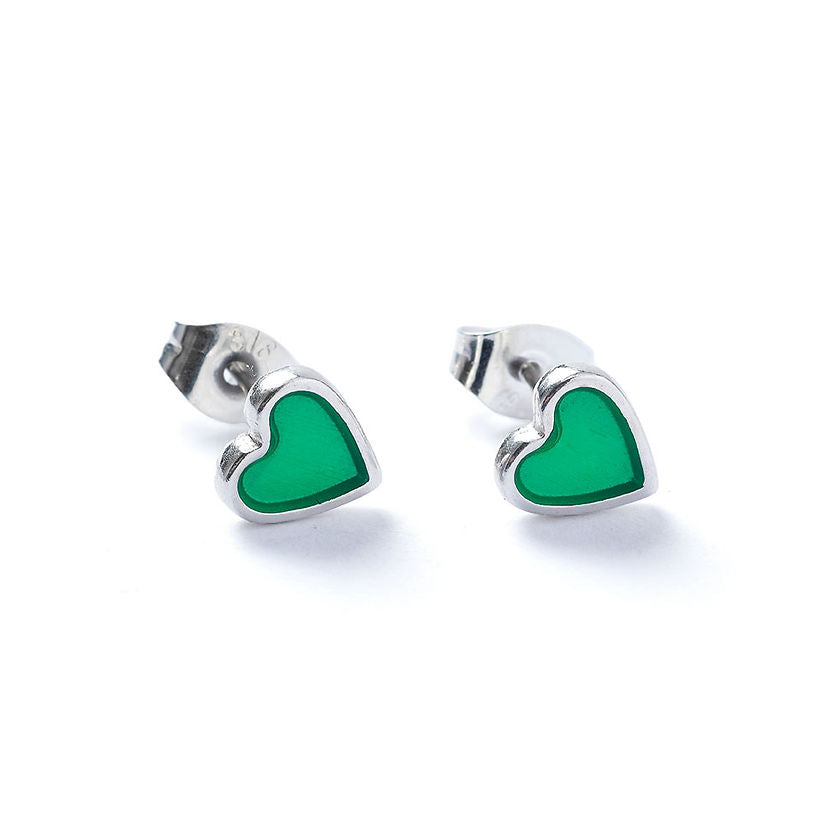 Stud Earrings - Translucent Silver Heart