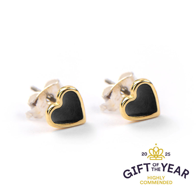 Stud Earrings - Enamel Heart Gold